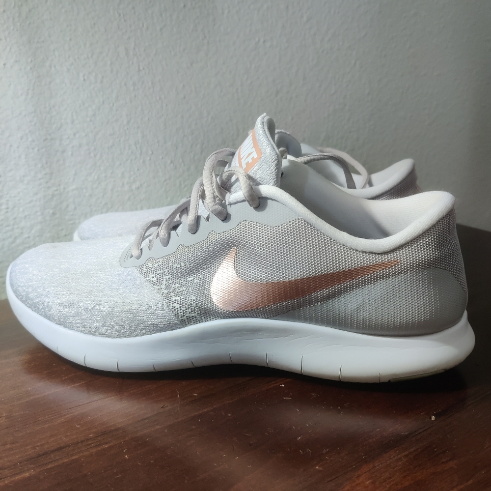 Nike Flex Contact Womens Shoe Wolf Grey/Rose Gold Size 10